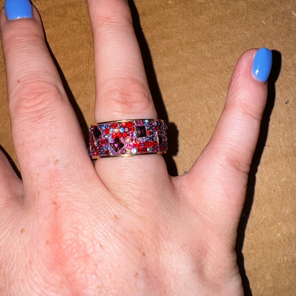 Henri Bendel rocks ring in gold with multi colored stones size 8